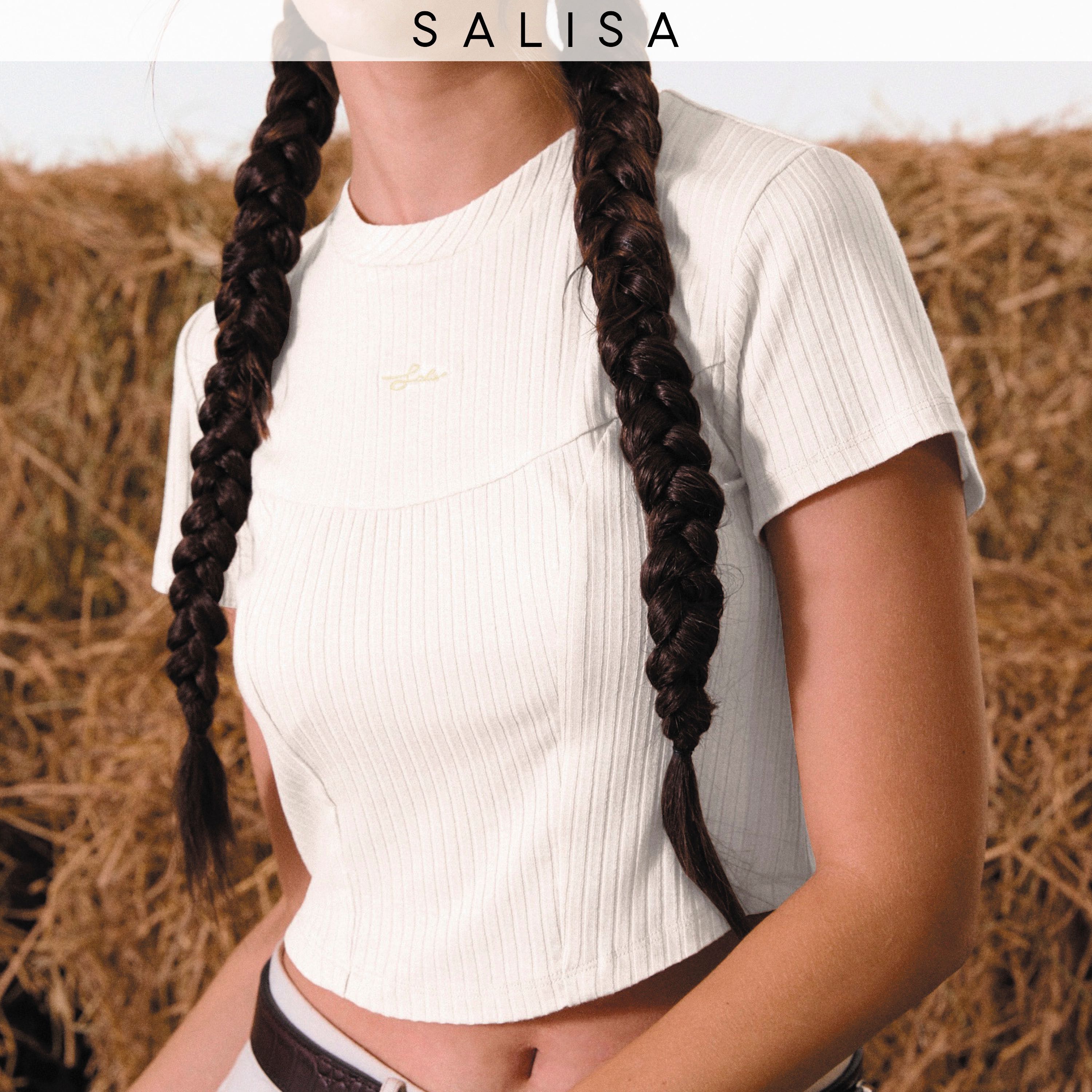 T-SHIRT Corset Rib Cropped White เสื้อยืด