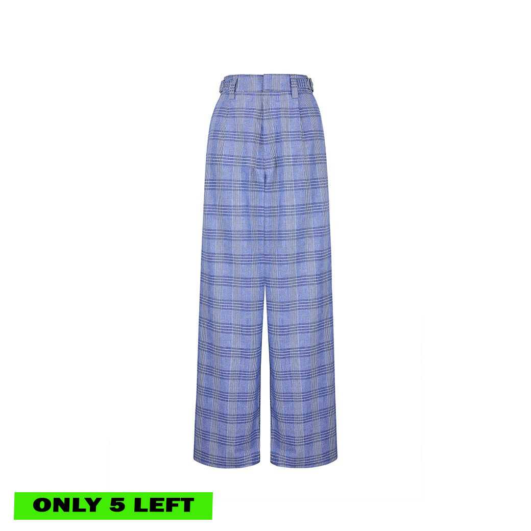 HANNAH PANTS - BLUE TARTAN
