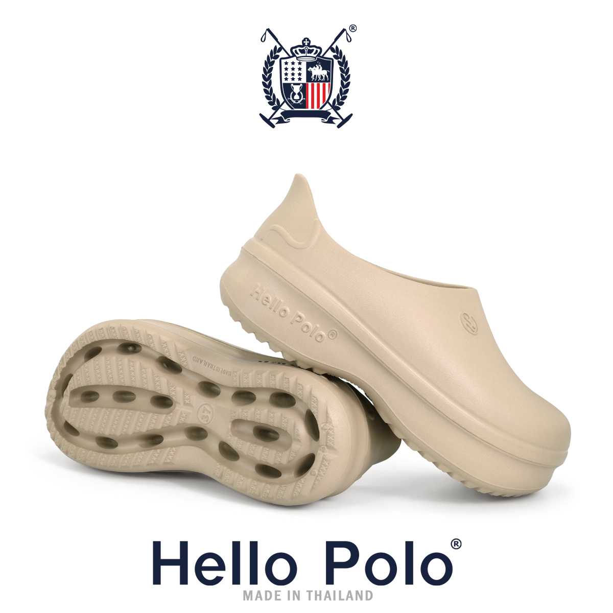 Hello Polo รุ่น HP8042 รองเท้าคัทชู Unisex นุ่มสบายเท้า เสริมส้น 4.5 CM. Size 36-45