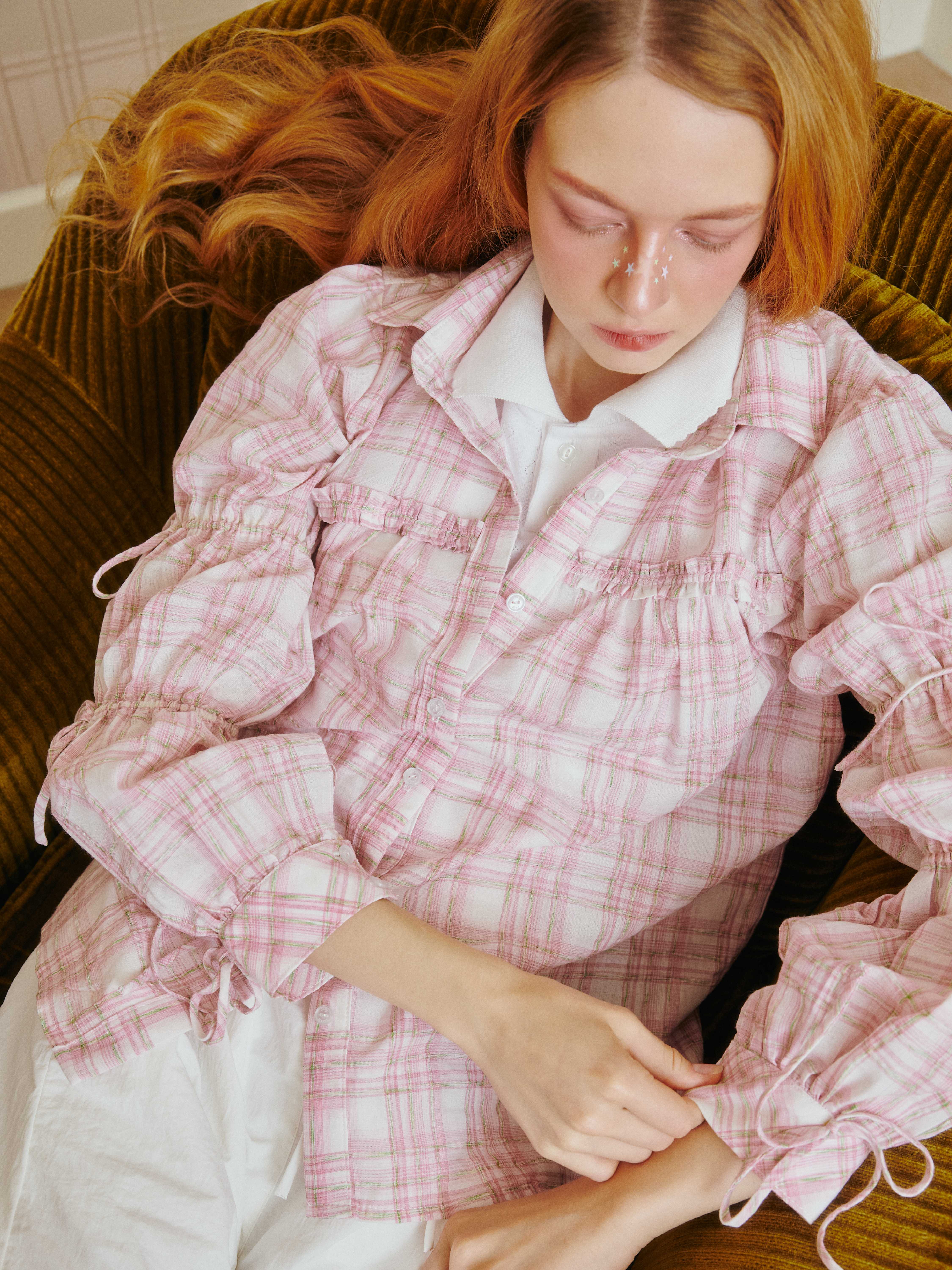 (Dreamy Disc) - MELO blouse | sweet plaid ribbon shirt 🎀