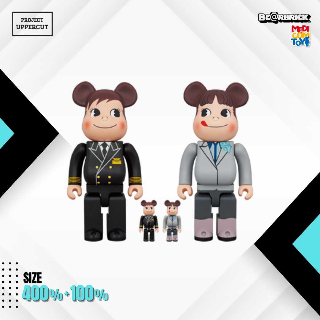 BE@RBRICK 400%+100% (Set คู่) ANA x FUJIYA : Peko (Stewardess - Cabin Crew) & Poko (Captain) [New]