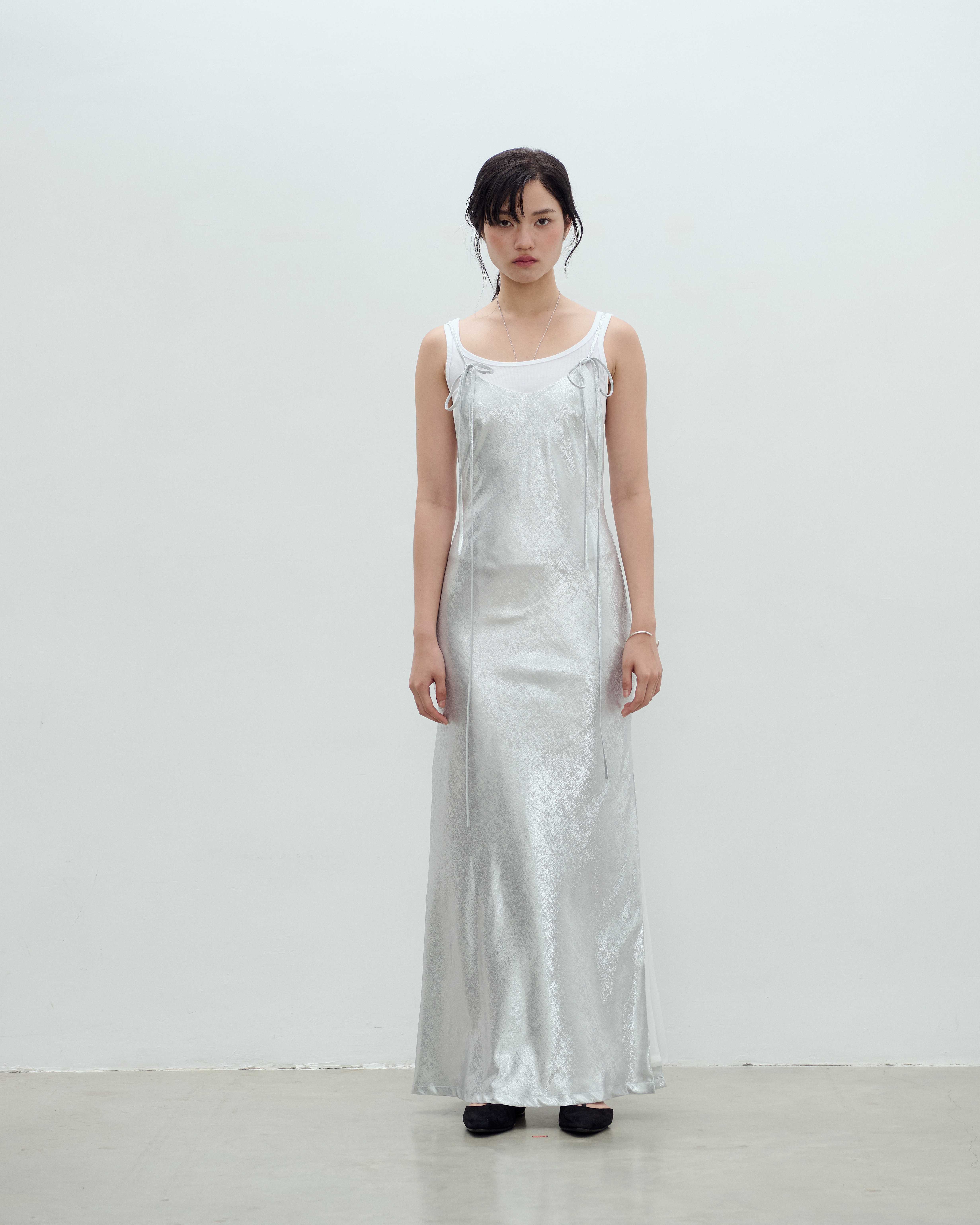 H.052 - Metallic Slip Dress - Silver