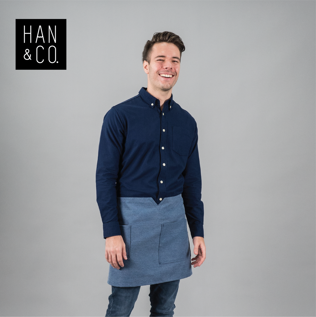 ผ้ากันเปื้อนตัวสั้น 12C Cross Back Short Apron (Denim Blue)