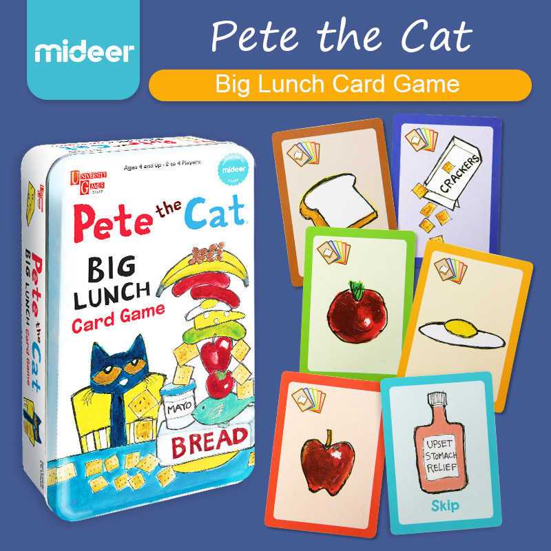 Mideer มิเดียร์ Pete the Cat & lunch card game tin การ์ดรูปอาหาร  MD01527