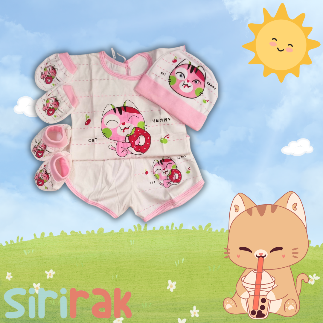 ชุดเสื้อผ้าเด็กแรกเกิด 5 ชิ้น สีอ่อน