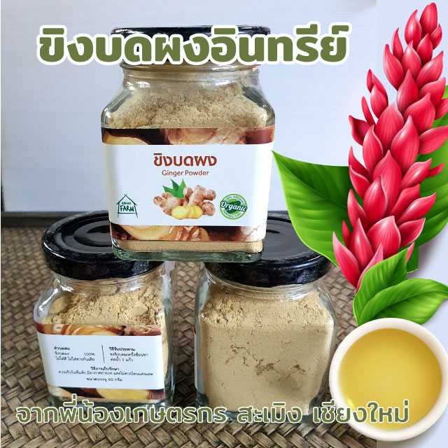 ขิงผงบดละเอียดอินทรีย์ แพ็ค 3 กระปุก