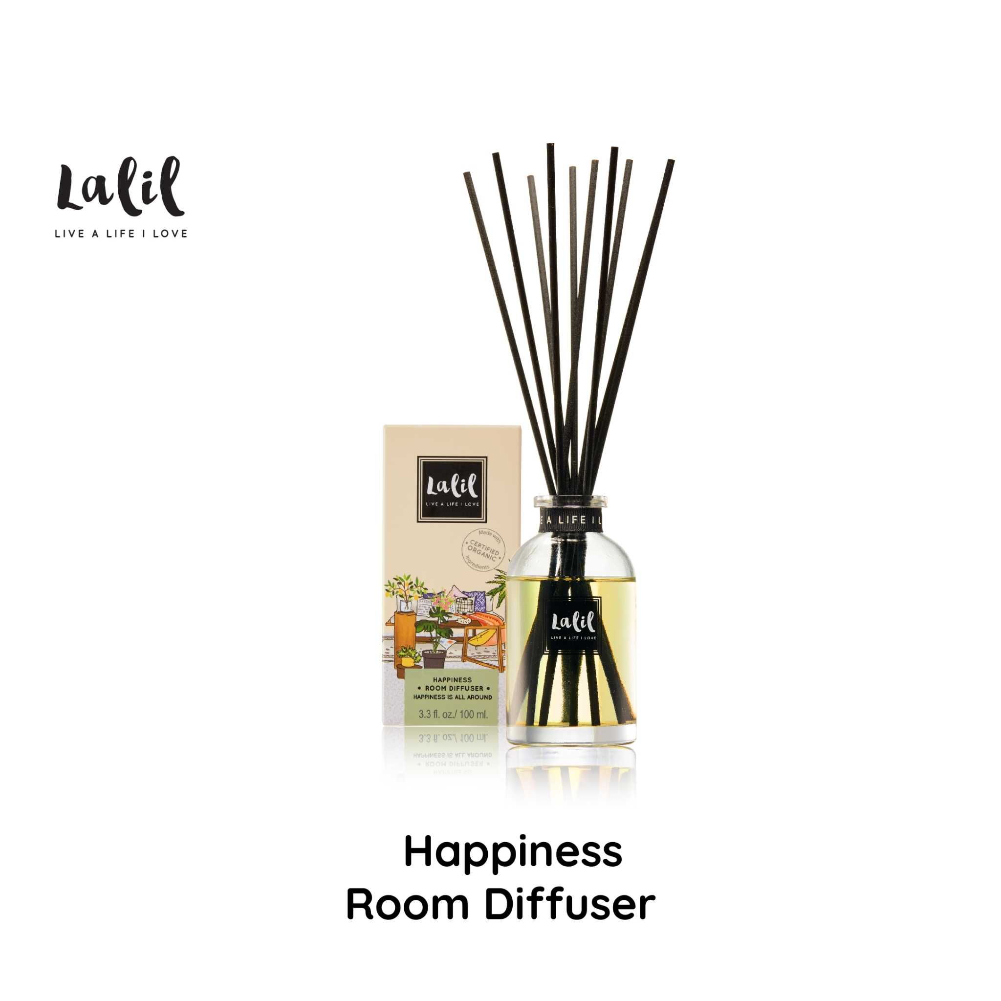(New Package) Lalil Happiness Room Diffuser (100 ml.) น้ำหอมอโรม่าตั้งโต๊ะ หอมสดใส อารมณ์ดี