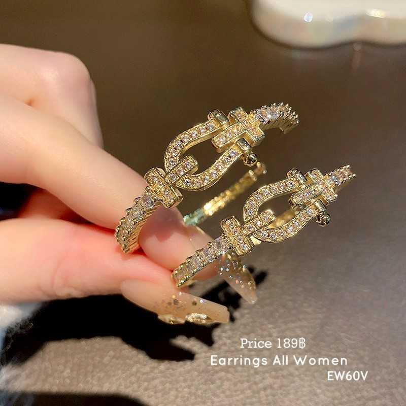 EW59V ต่างหูห่วงใหญ่สำหรับผู้หญิง  สีทอง