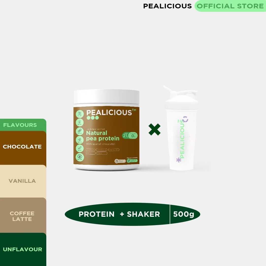 Set  Pealicious Organic Belgian pea protein for vegan and Keto 500g + แก้ว Shaker Free 1 ซอง