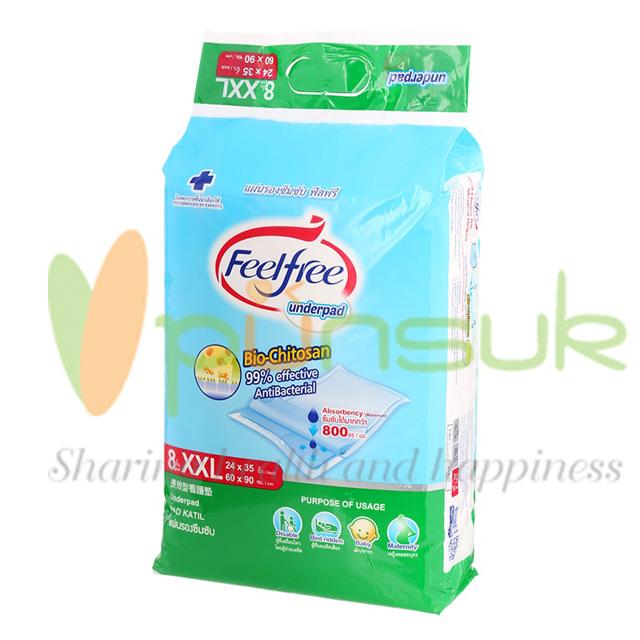 ฟีลฟรี แผ่นรองซับ (XXL) 60x90ซม.8ชิ้น