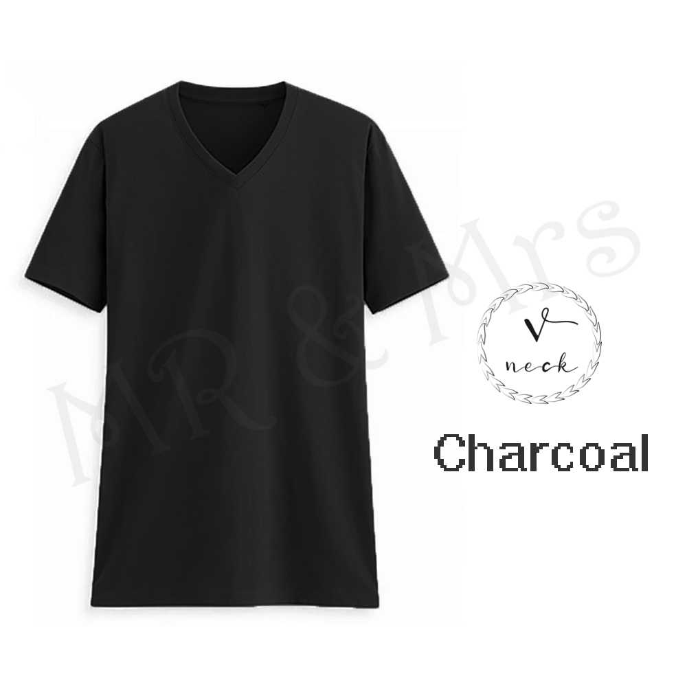 เสื้อยืดสีพื้น เสื้อคอวี เสื้อยืดคอวี T-Shirt ผ้าCotton (สีดำ)