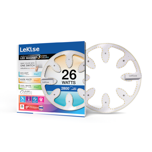 LeKise หลอดไฟเพดาน LED MAGNET 3 STEPS COLORS รุ่น RING 26W
