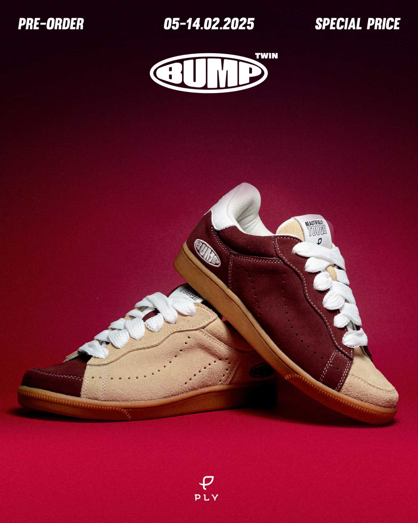 BUMP  TWIN ✨ ( BURGUNDY - IVORY )