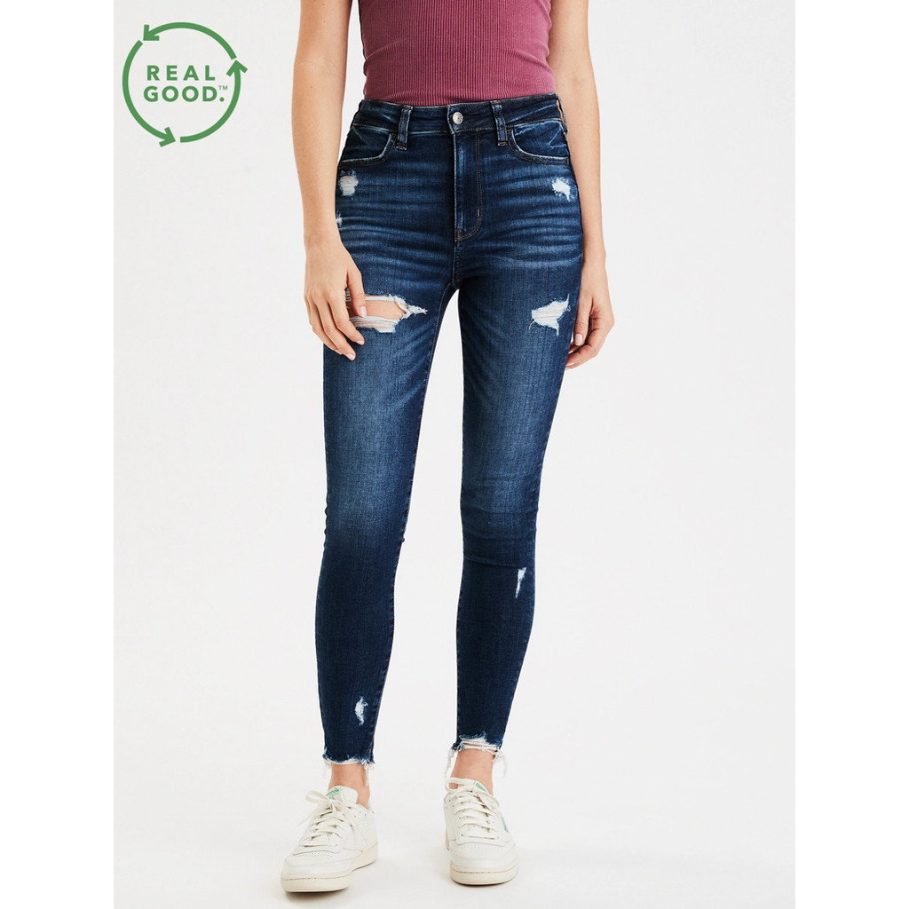 American Eagle กางเกงยีนส์ผู้หญิง SUPER HI-RISE JEGGING CROP สี NAVY BLUE - 043-2448-832