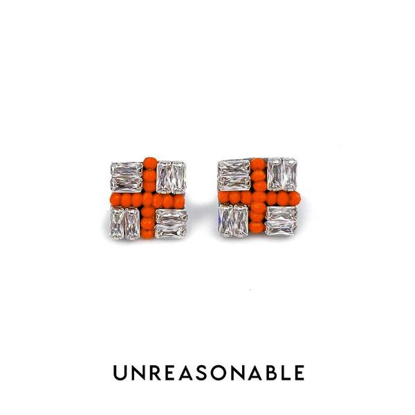 ต่างหู สีส้ม ต่างหูคลิป ต่างหูก้านเงินแท้ น้ำหนักเบา สวยใส่สบาย UA0812-02 Unreasonable Accessories