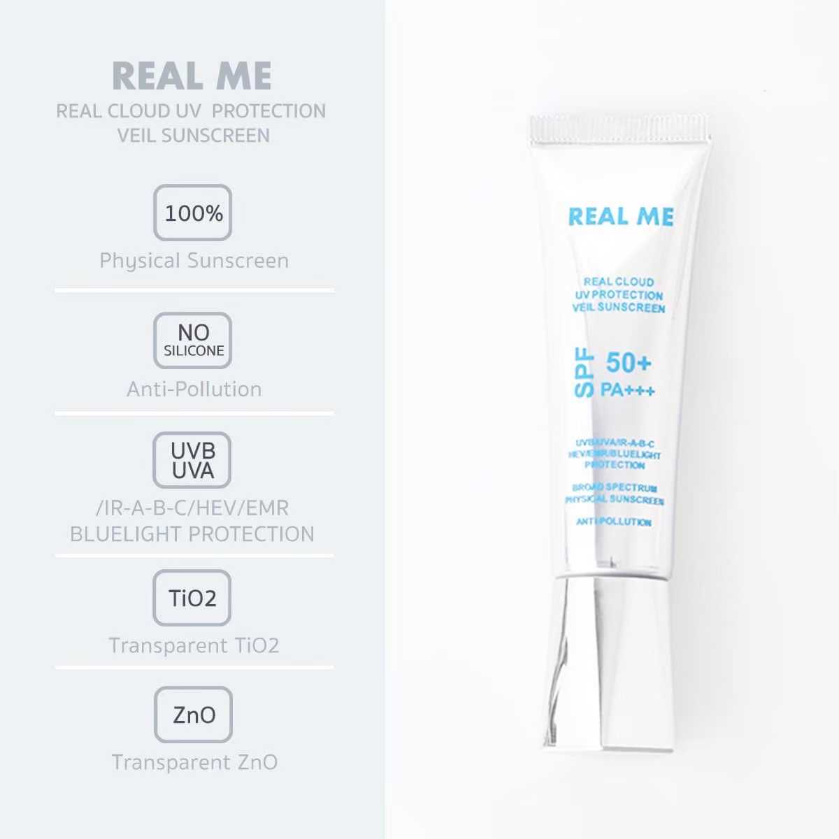 REAL ME REAL CLOUD UV PROTECTION VEIL SUNSCREEN SPF 50+ PA+++