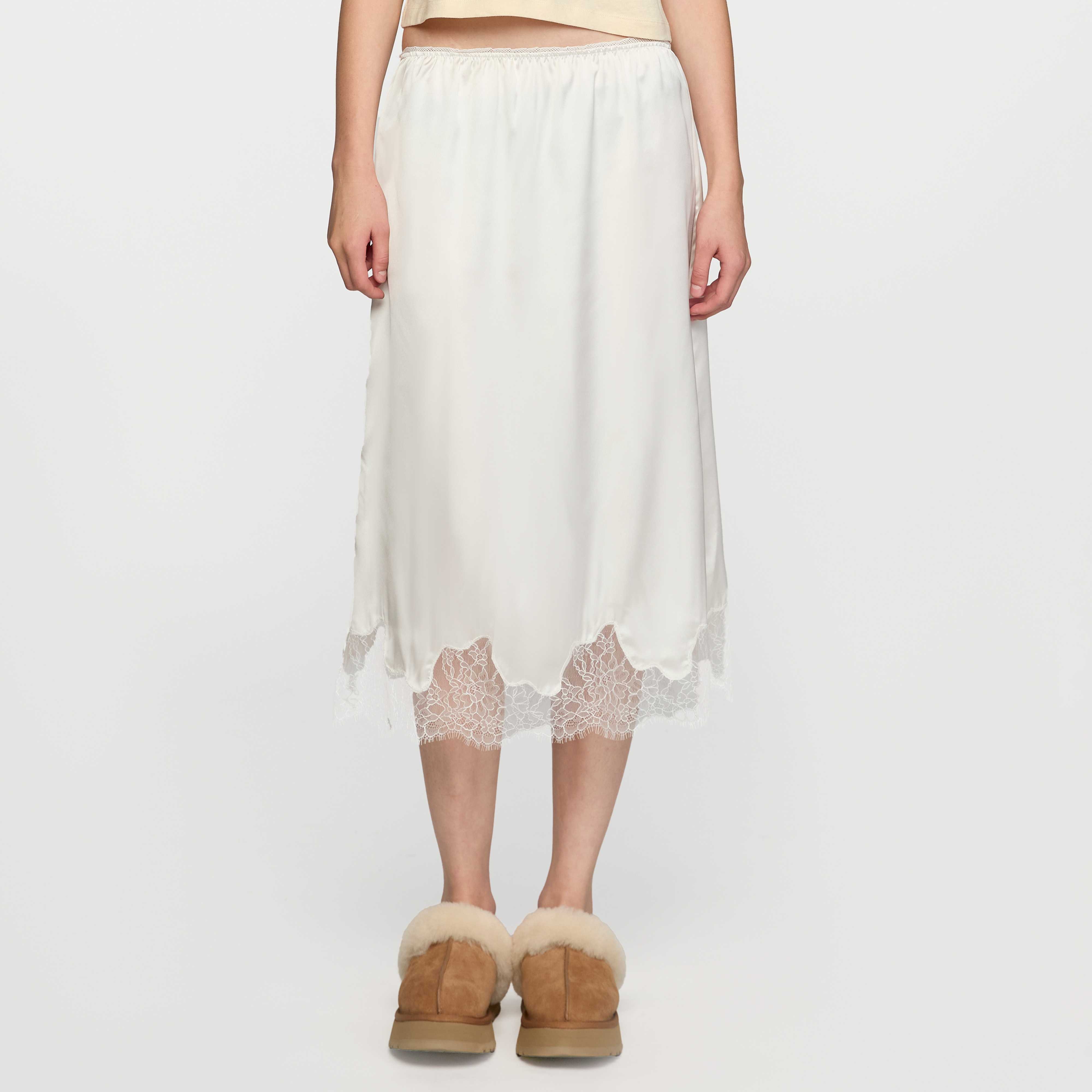 MIDI SATIN SKIRT (OFF WHITE)
