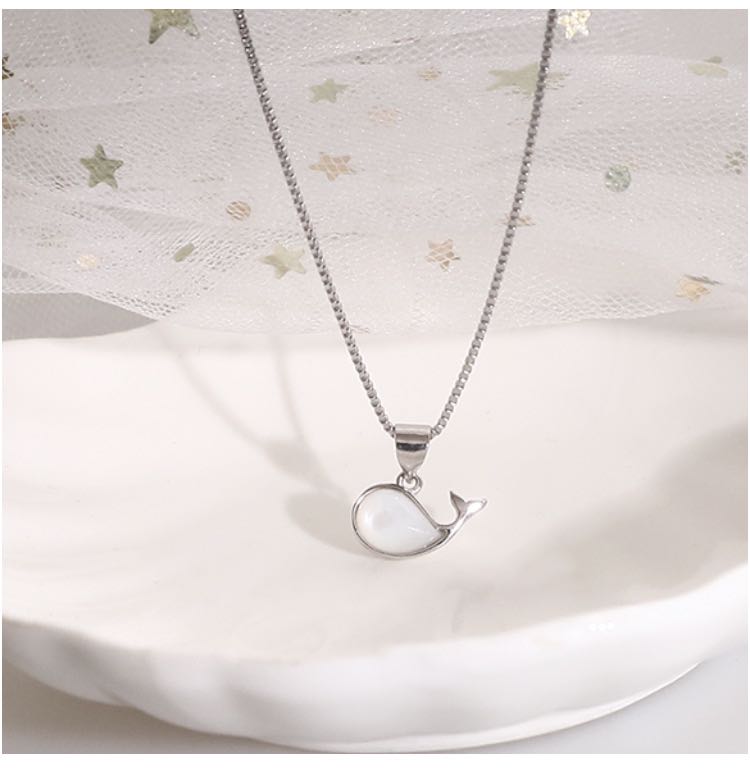 [Best seller]สร้อยคอเงินแท้925 จี้ปลาวาฬขาว