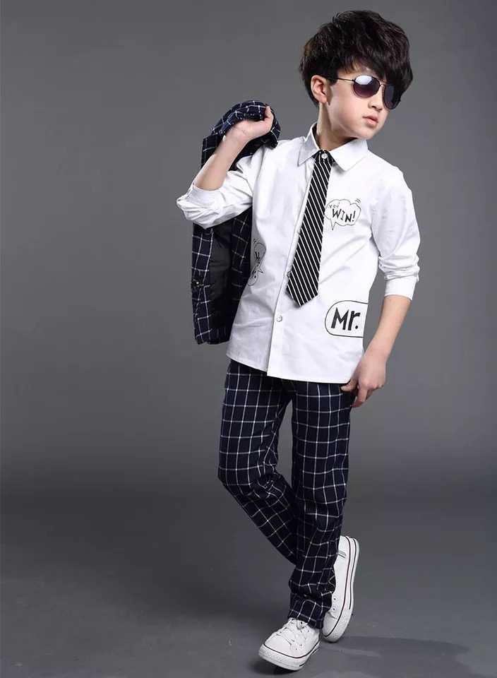 ชุดเซ็ตสูท เสื้อนอก+กางเกงขายาว ลายสก็อต สีแดง สีขาว