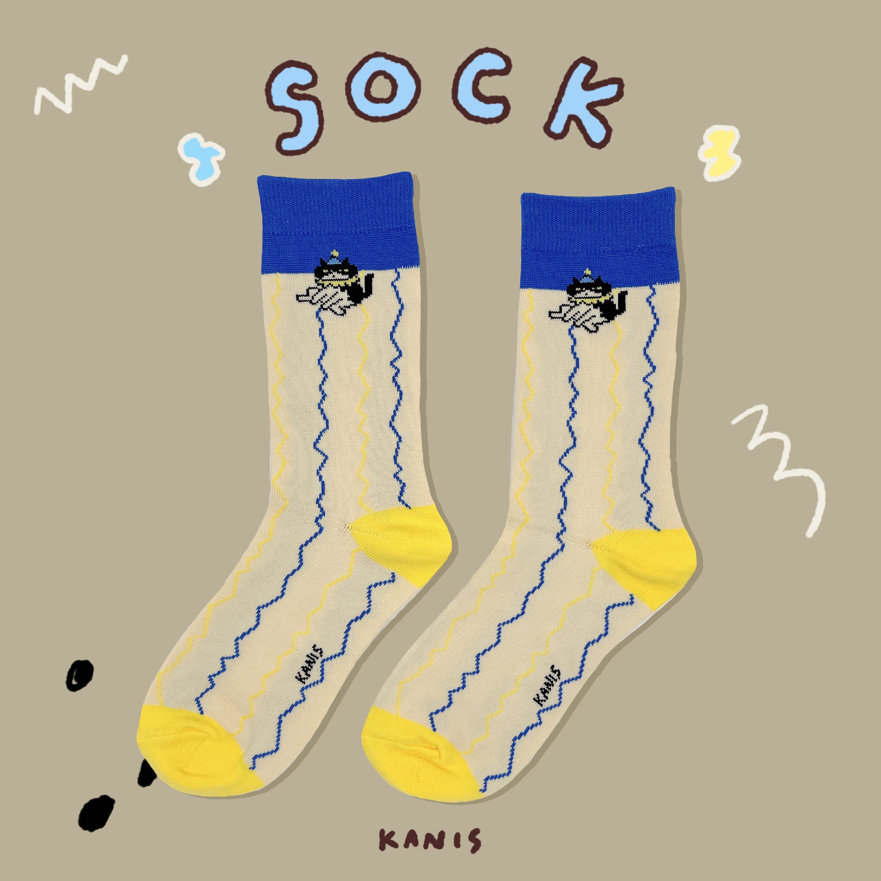 Sock Loukpy Sitting - Blue Yellow