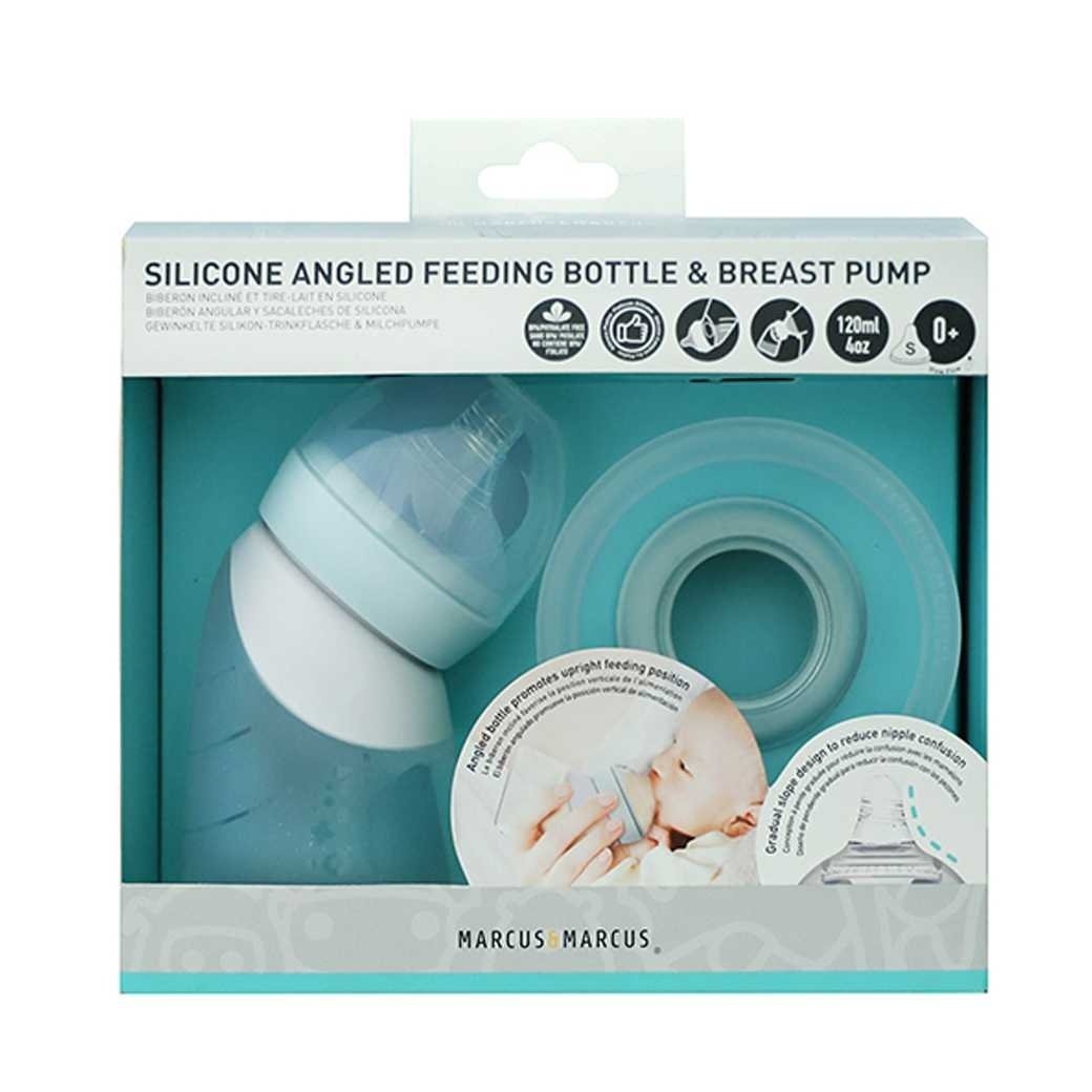Marcus & Marcus Silicone Angled Feeding Bottle & Breast Pump ขวดนม พร้อมปั้มนมในตัว