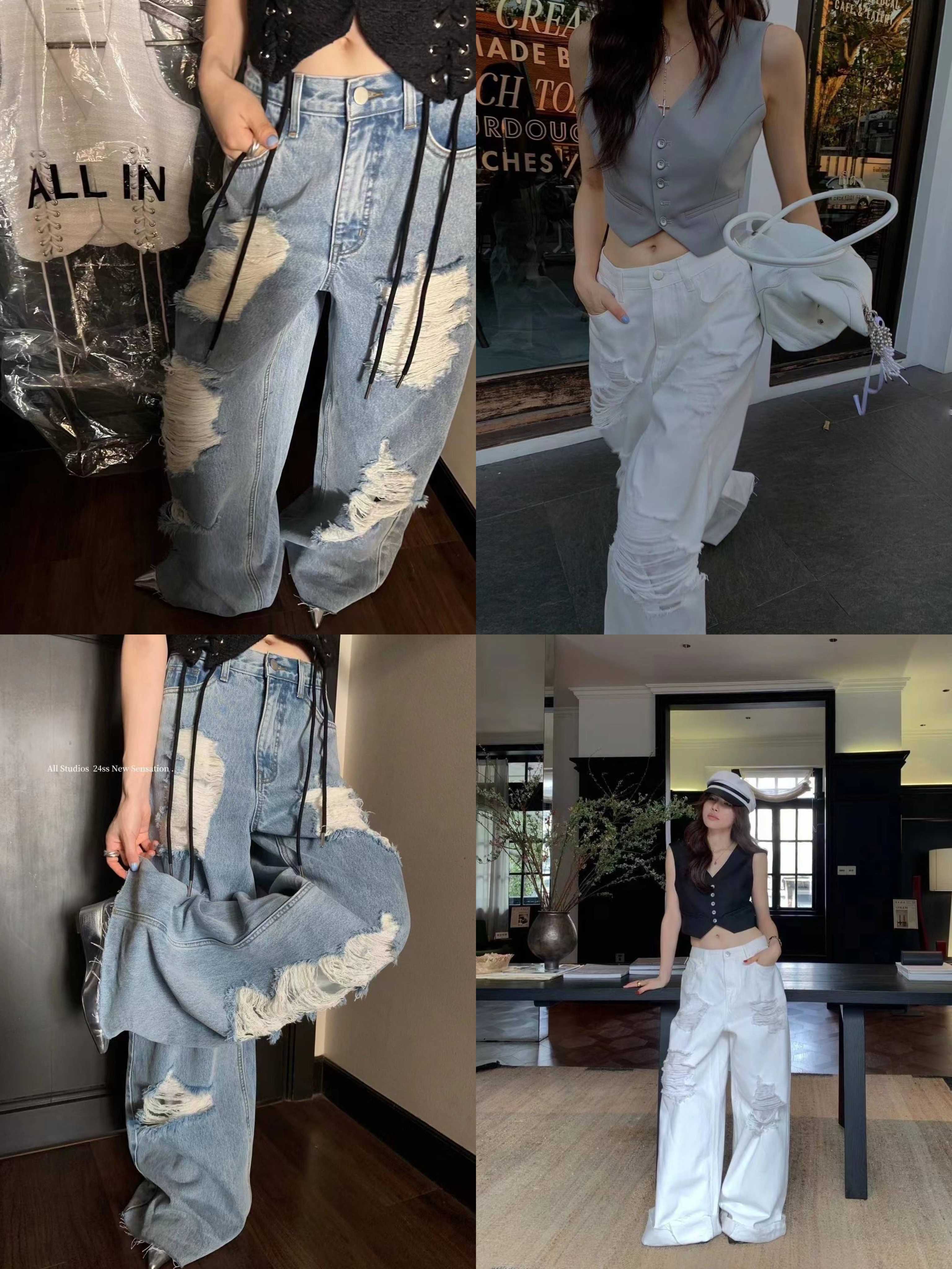 ( SALE ) HIP-HOP TORN DENIM JEANS 