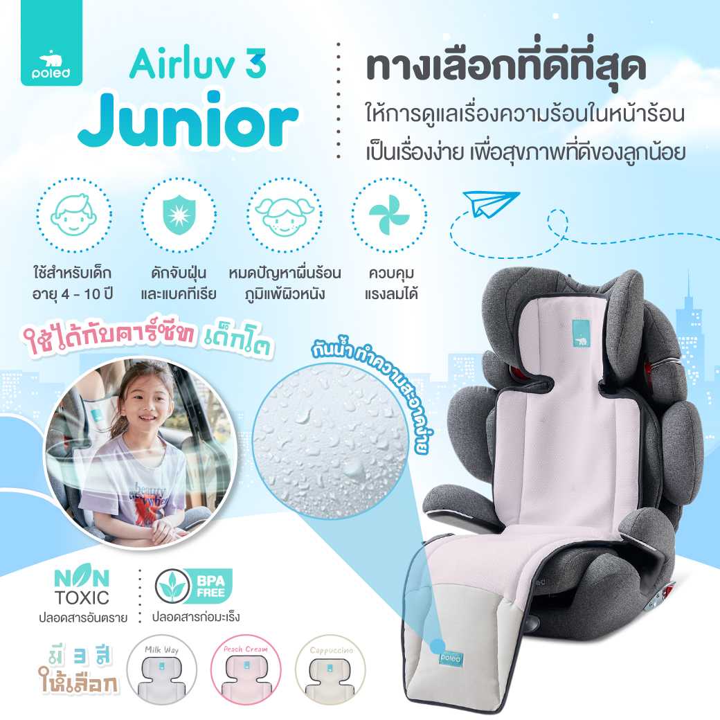 POLED AIRLUV3 Junior เบาะรองนอนบนคาร์ซีทหรือรถเข็นเด็ก