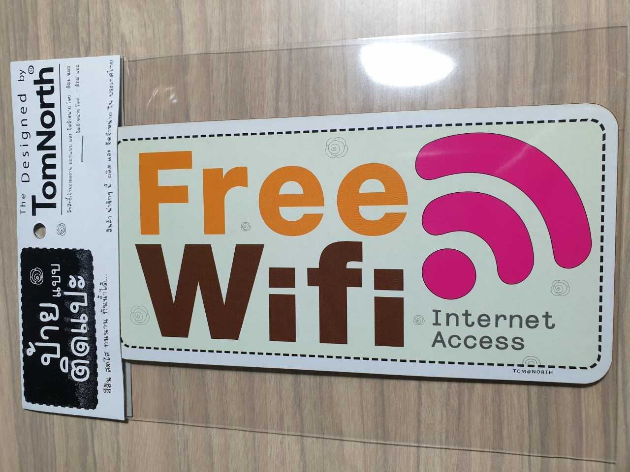 {พร้อมส่ง} ป้ายคำว่า Free Wifi ฟรีไวไฟ ป้าย แผ่นป้ายไม้แบบแปะ รูปทรงเก๋ ป้ายชวนอ่าน
