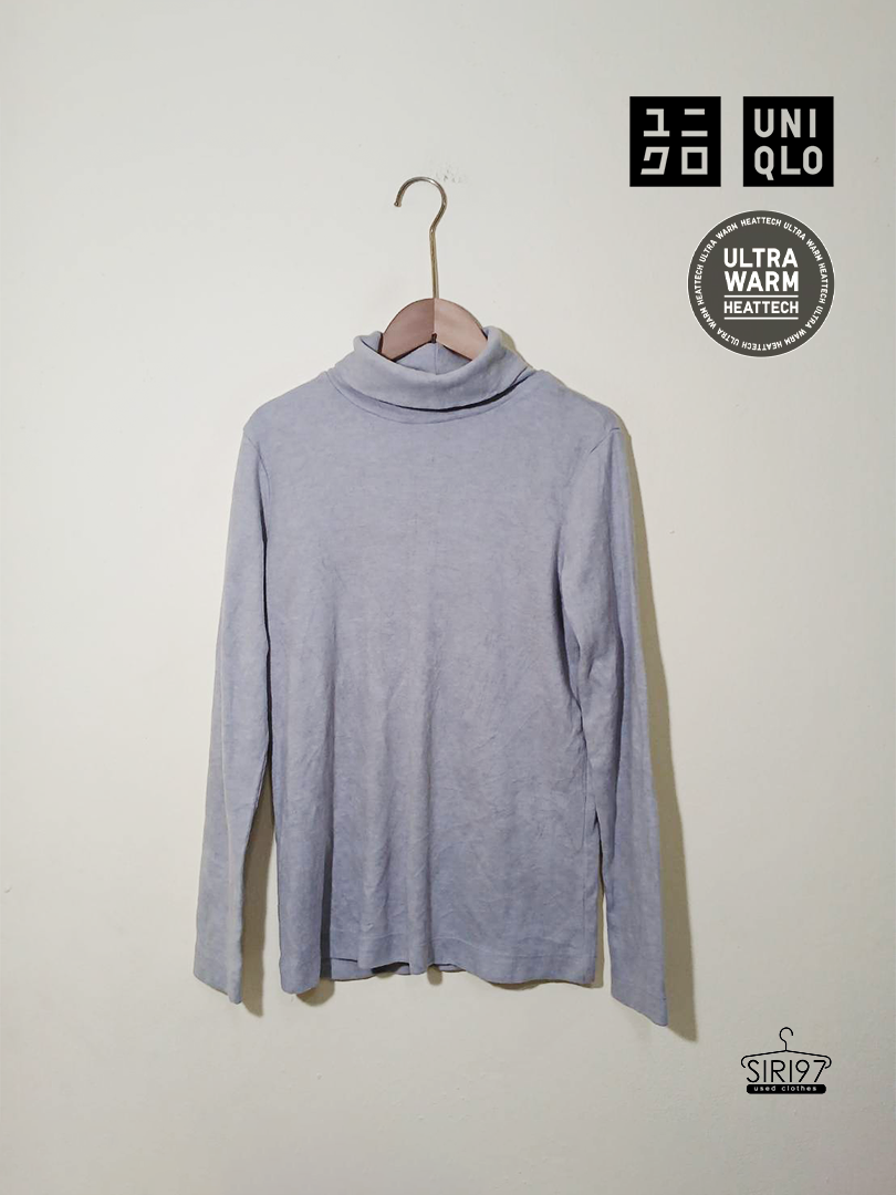 เสื้อคอเต่าแขนยาว ไหมพรมนุ่ม Uniqlo HEATTECH สีเทา สภาพ90%