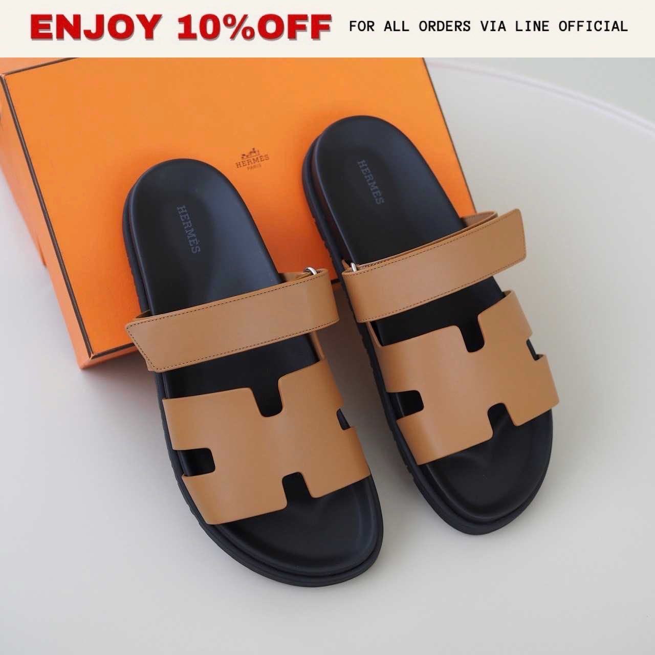 NEW! HERMES Chypre Sandals สี Naturel | Shoes