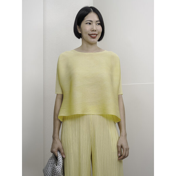 อก42(ทรงเล็ก) ยาว19 นิ้ว 2MUAY GM15029 เสื้ออัดพลีท SHORT SLEEVE PLEATED TOP 28 สี FREE SIZE