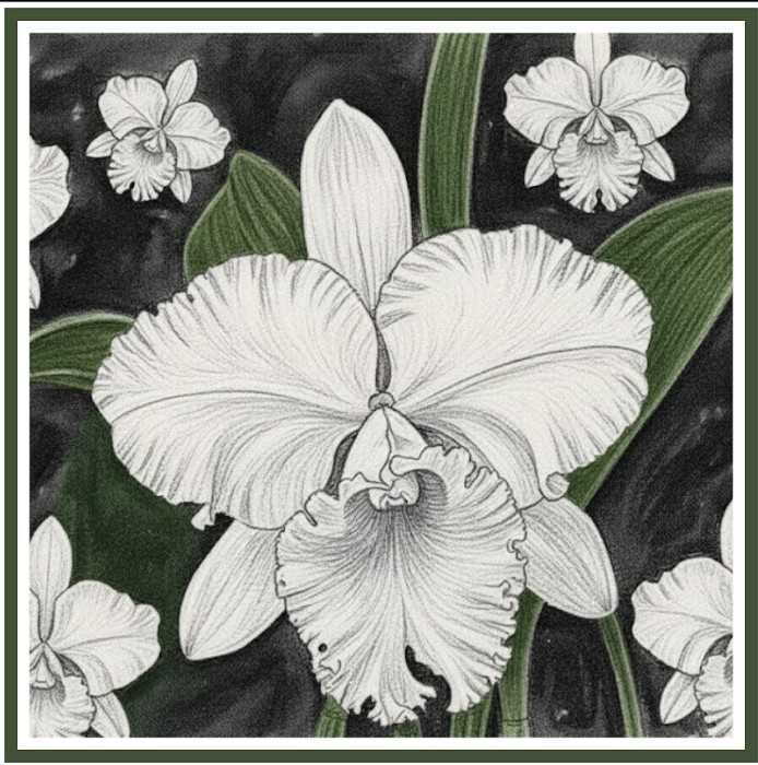 ผ้าพันคอลายกล้วยไม้ด้วยรักและอาลัย (60X60 ซม.)