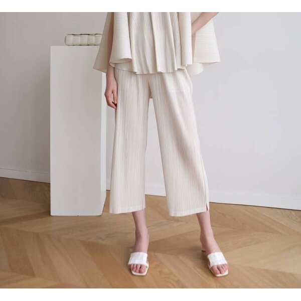 ยาว34นิ้ว! 2MUAY BASIC รุ่น GJO7573 กางเกงอัดพลีทคุณภาพ STRAIGHT PLEAT PANT 12สี FREE SIZE