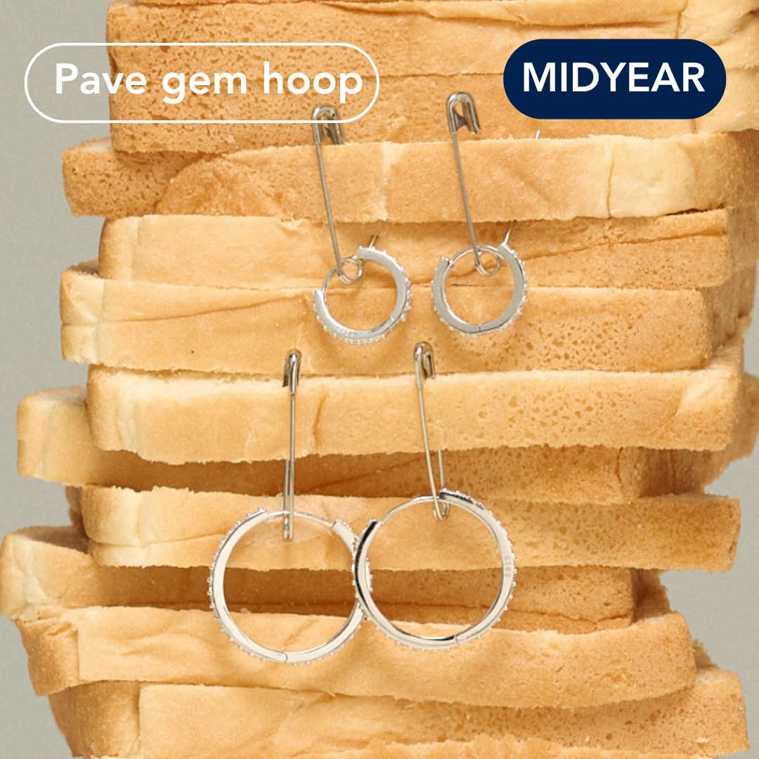 Bemet pave gem hoop (925 sterling silver) ต่างหูห่วเพชร