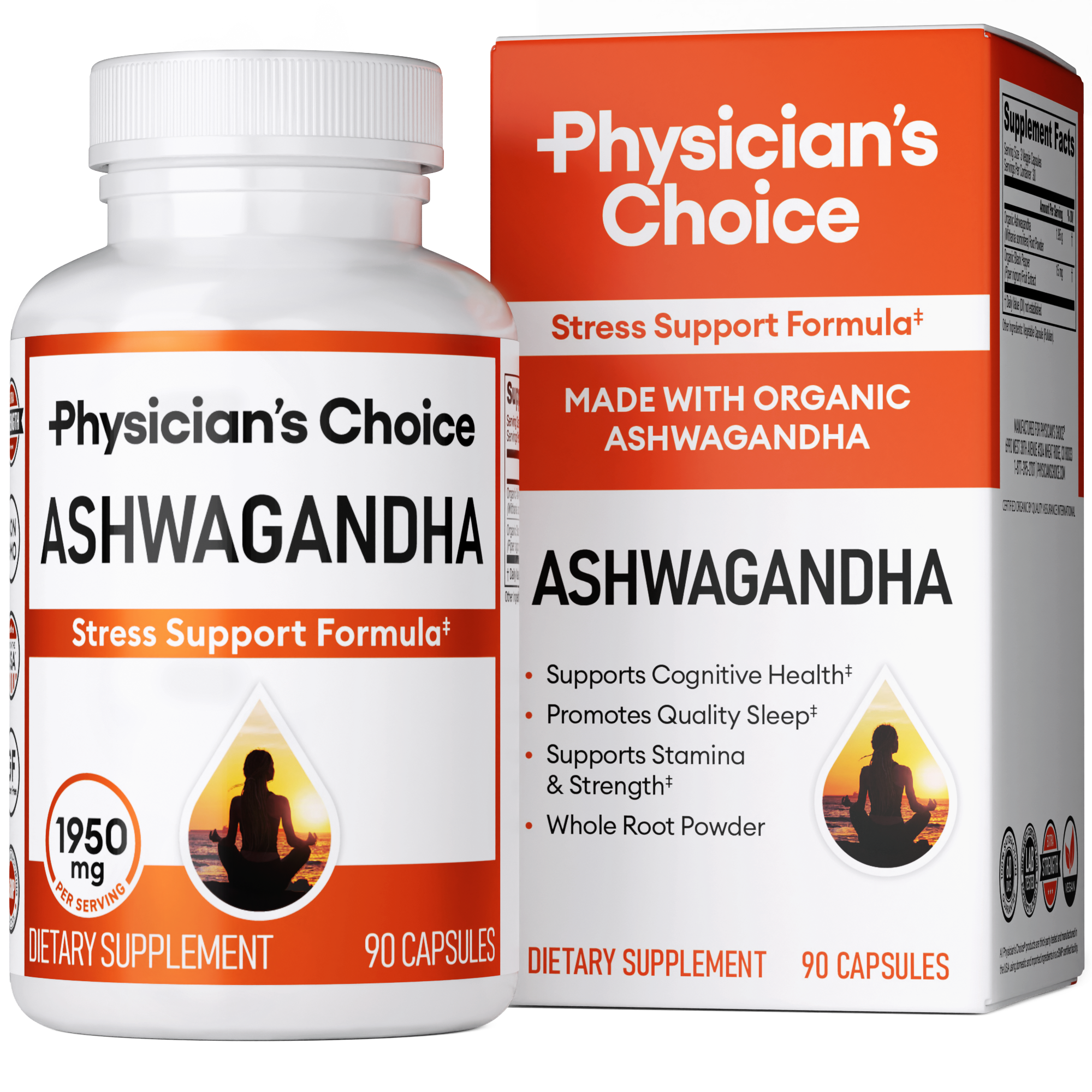 โสมอินเดียออร์แกนิค 1,950 มก. (Organic Ashwagandha Physician's Choice) บรรจุ 90 แคปซูล