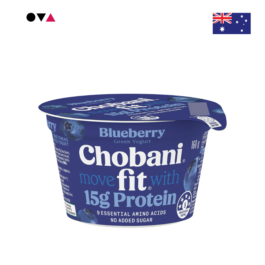 Chobani Fit Greek Yogurt Blueberry 160g กรีก โยเกิร์ต รสบลูเบอร์รี โปรตีนสูง 15 กรัม จากออสเตรเลีย