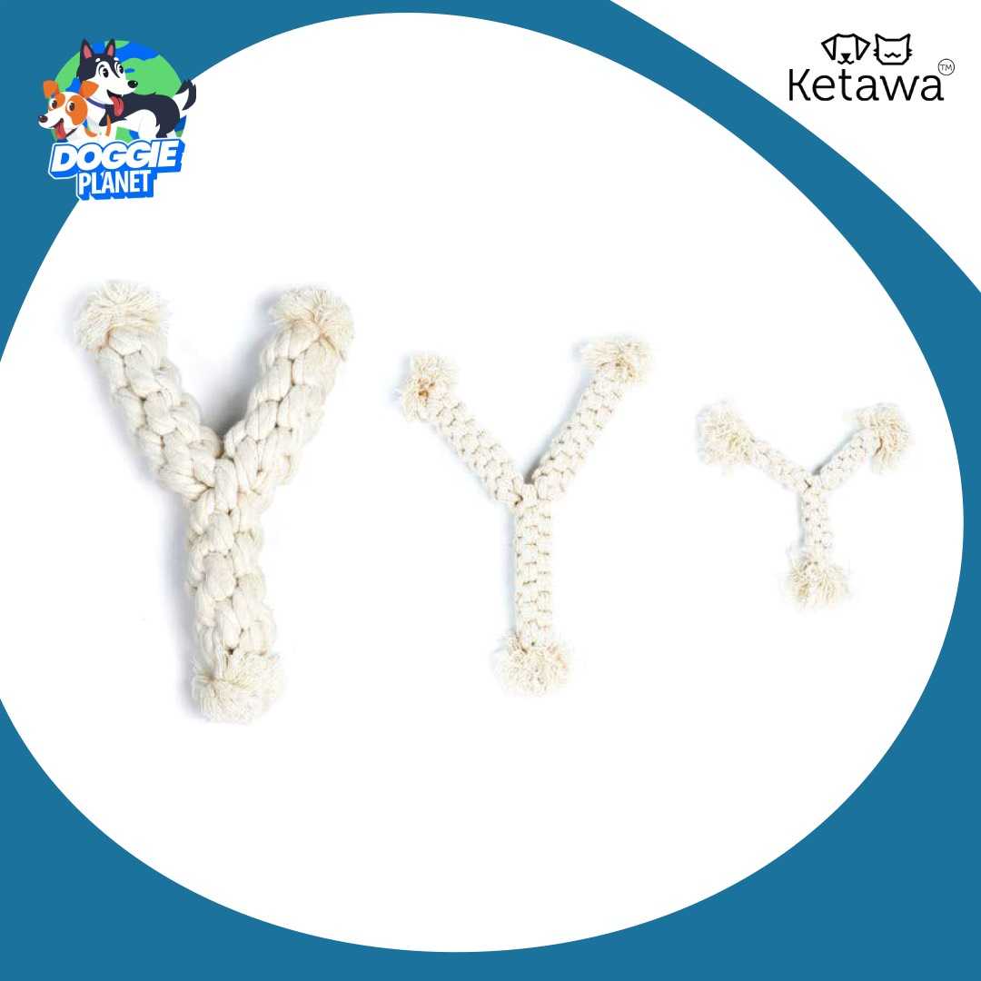 Ketawa T-Bone ของเล่นเชือกขัดฟันสุนัข ฝ้าย 100% | ลดคราบหินปูน คลายเครียด ทนทาน S/M/L