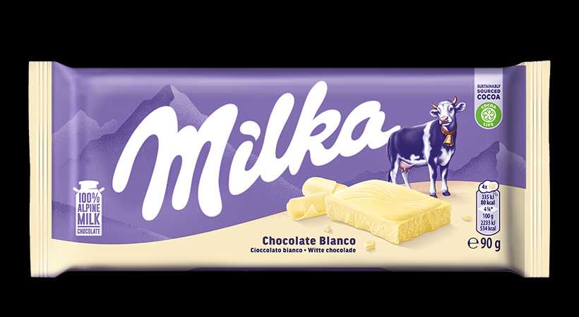 Milka Chocolate Bar White Chocolate น้ำหนัก 90 กรัม bbf.20/06/26