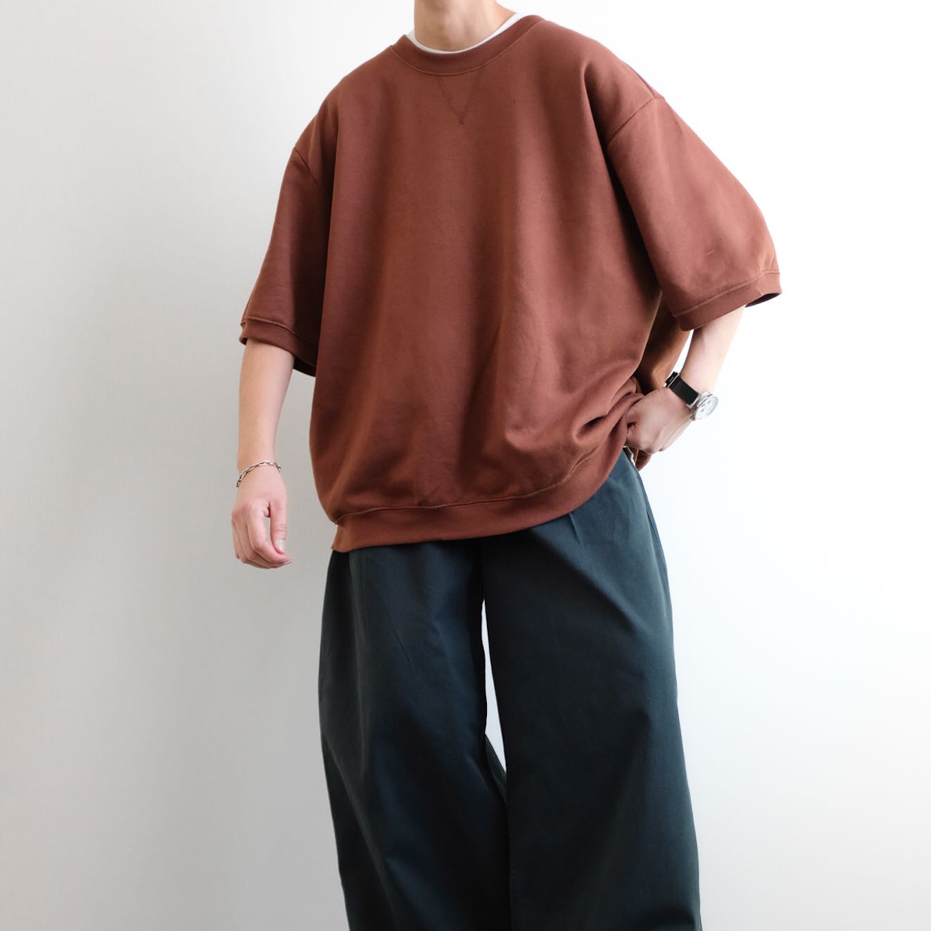 GARÇONS • Cropped French Terry Cotton Oversized Tees 