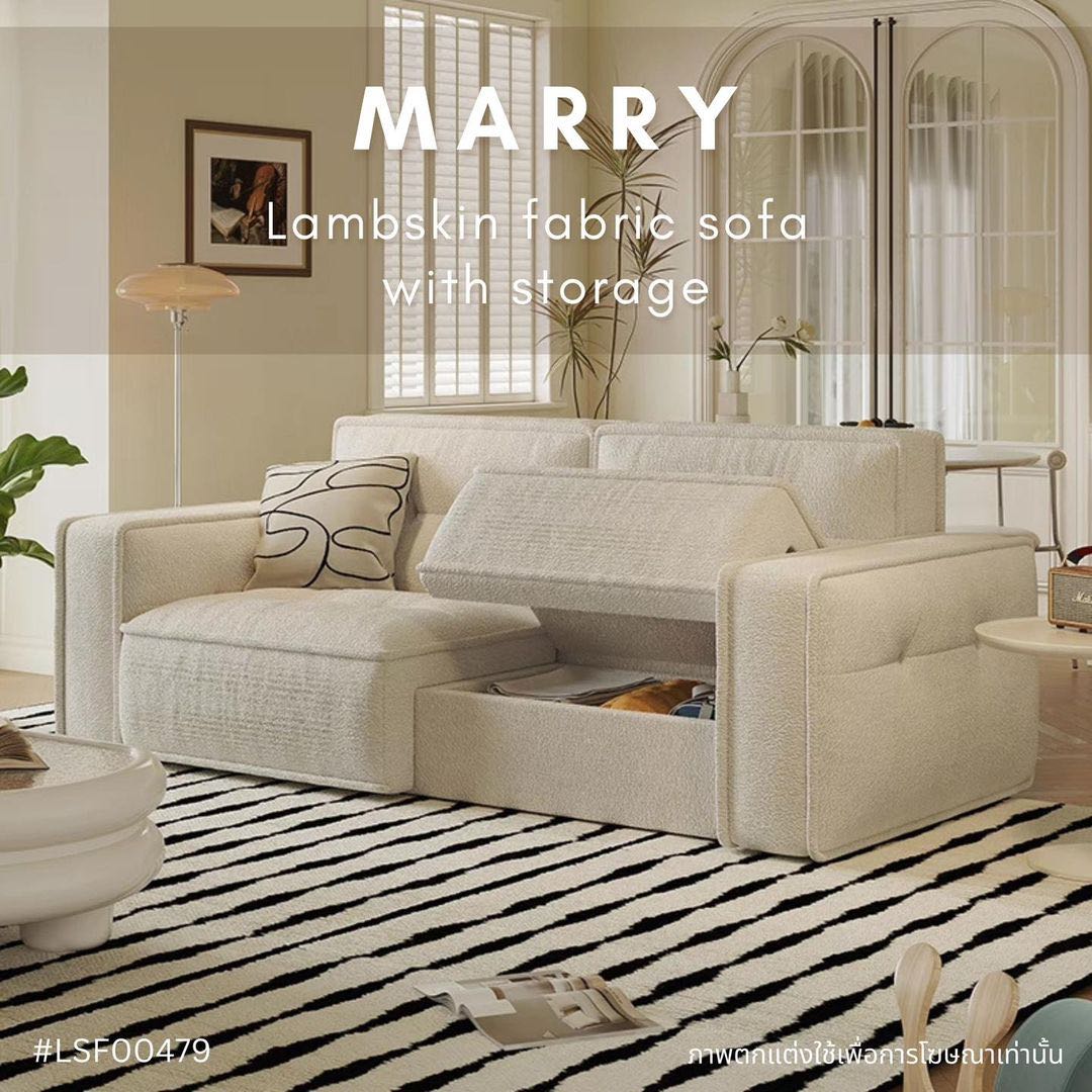 MARRY Lambskin fabric sofa with storage