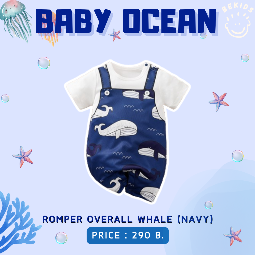Romper Overall Whale (Navy)