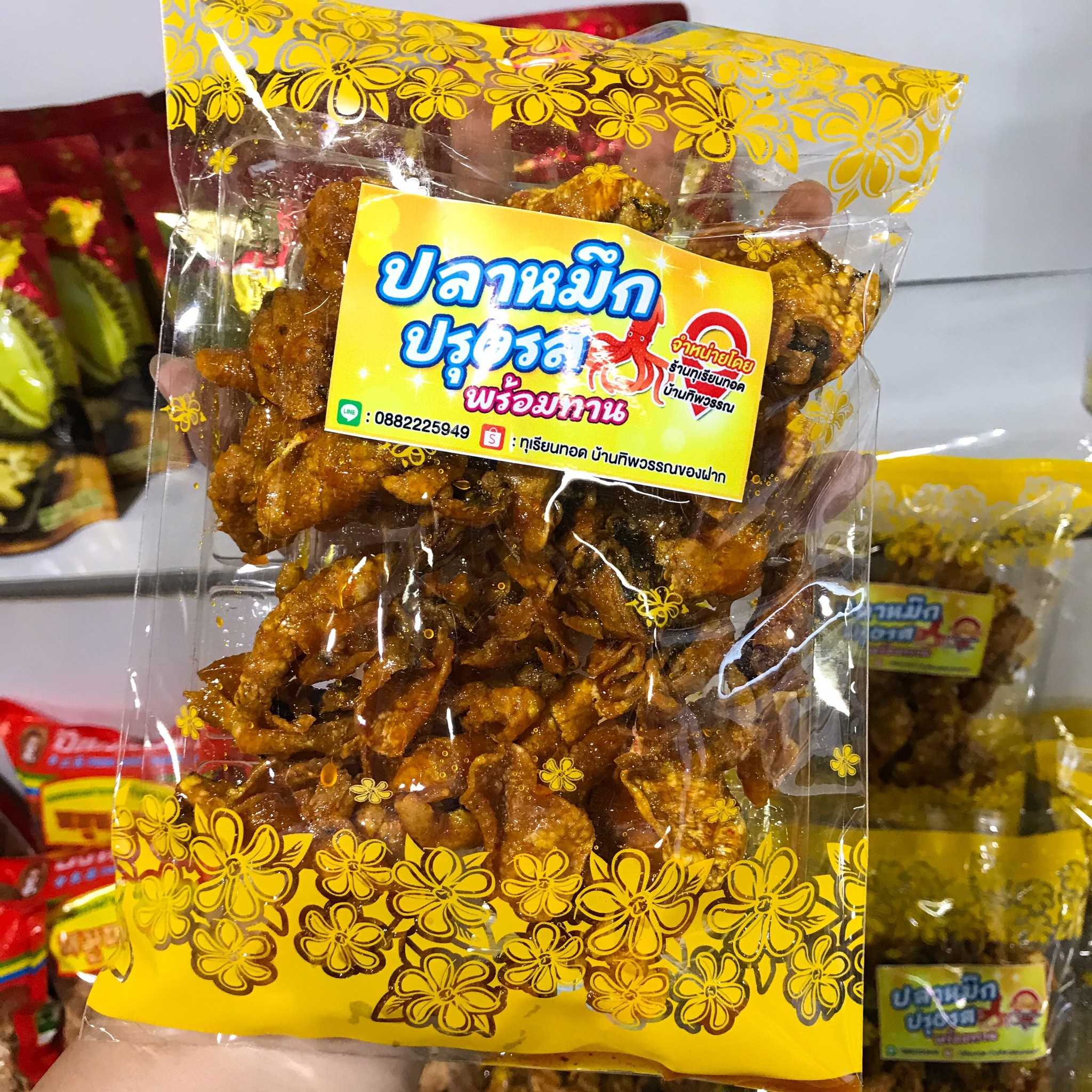 หมึกฉาบหวานพร้อมทานมาแล้วจ้า  รสหวานปนเค็มเผ็ดเล็กน้อย  ขนาด 180 กรัม