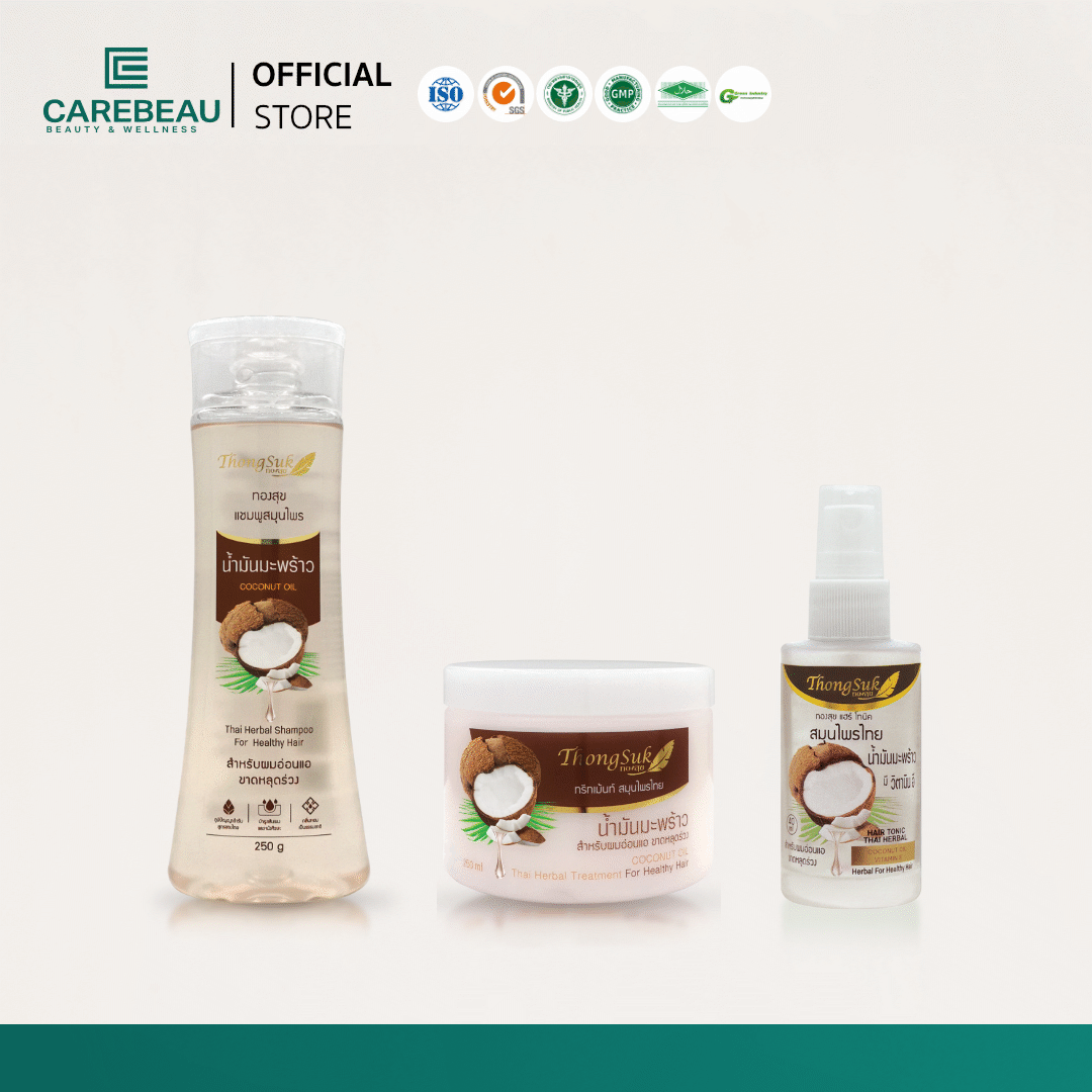 ทองสุข สมุนไพรไทย สูตรน้ำมันมะพร้าว ( แชมพู 250 ML/ทรีทเม้นท์ 250 ML/แฮร์โทนิค 40 ML )