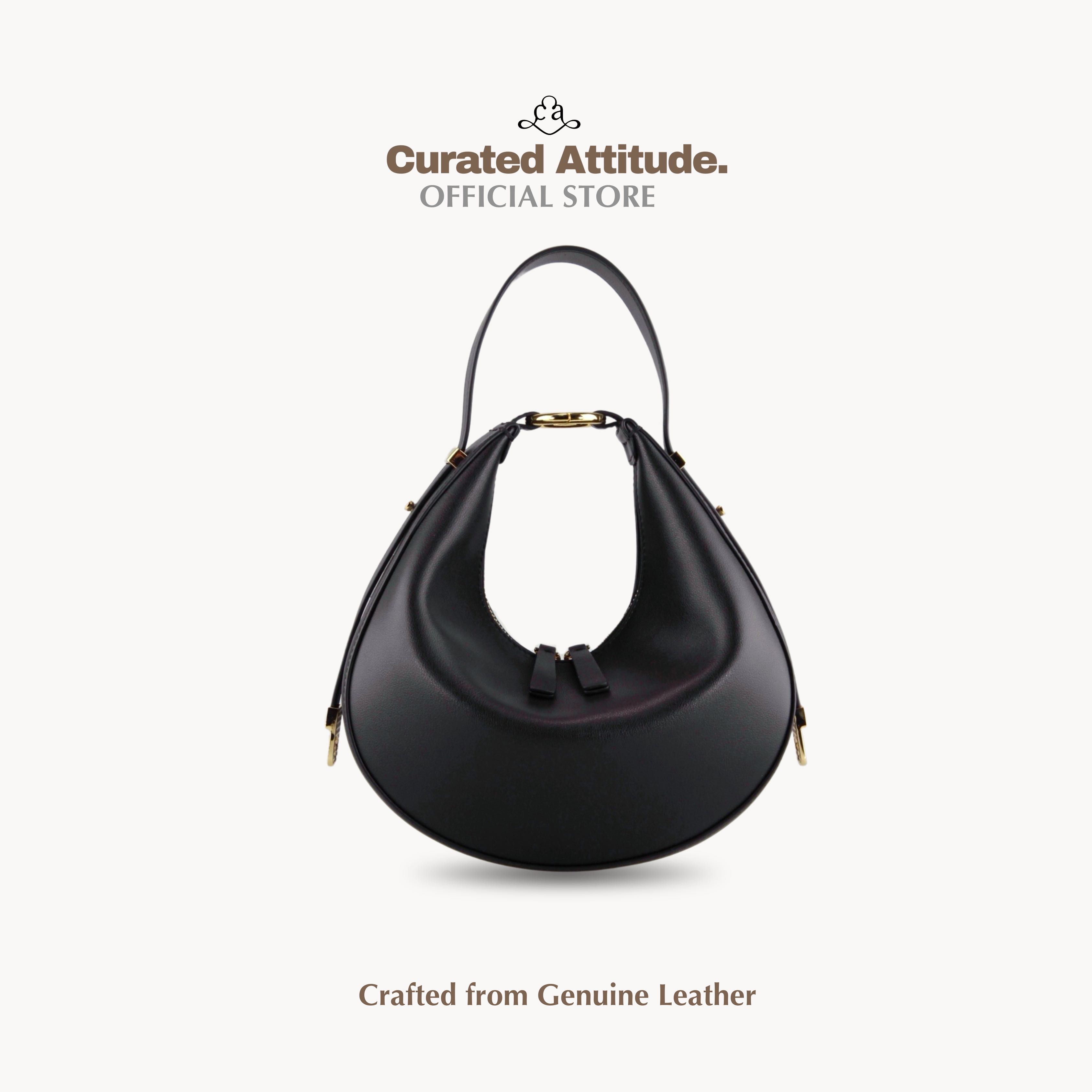 (พร้อมส่ง) Lune Collection - Black - Genuine Leather