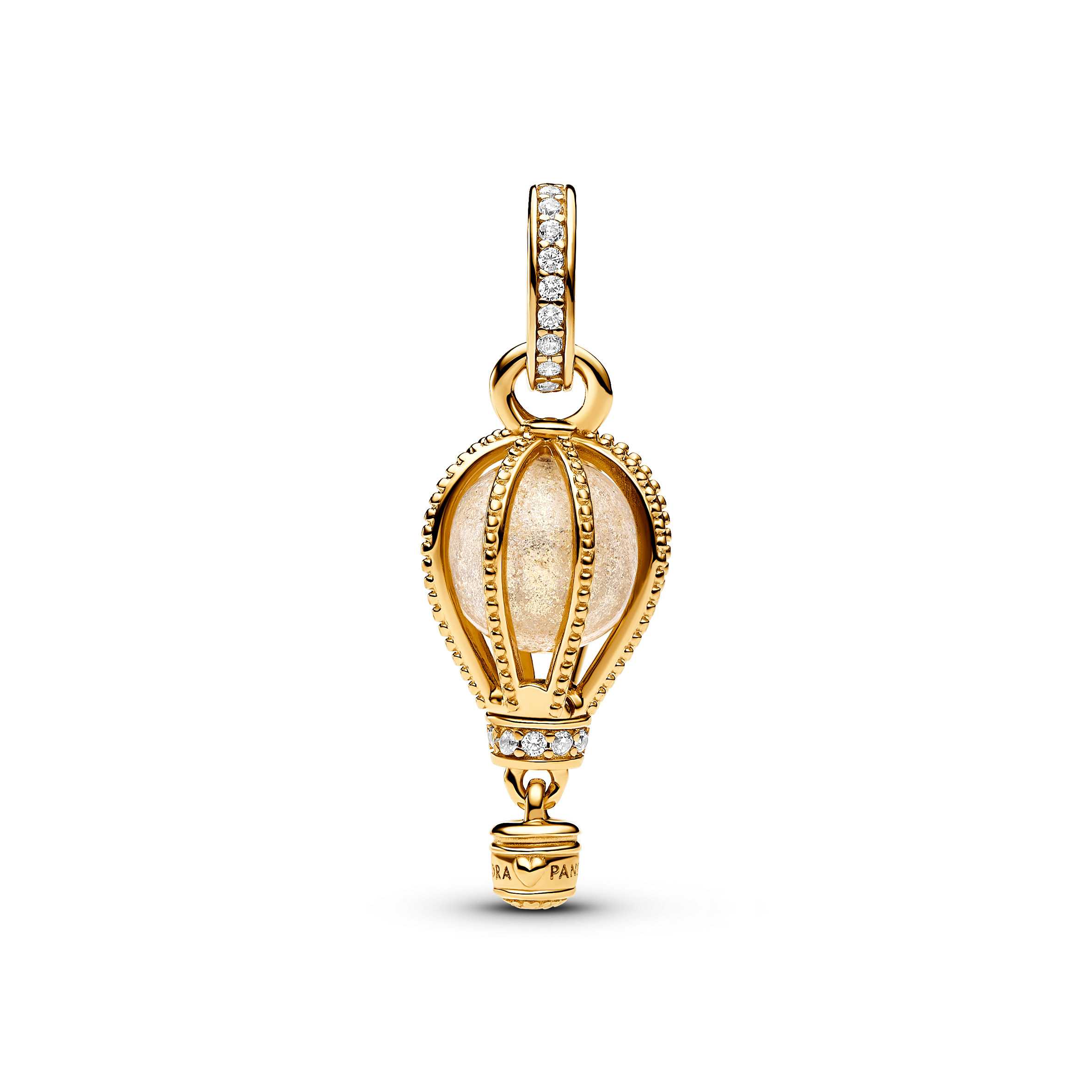 Air balloon 14k gold-plated dangle with glittery transparent Murano glass