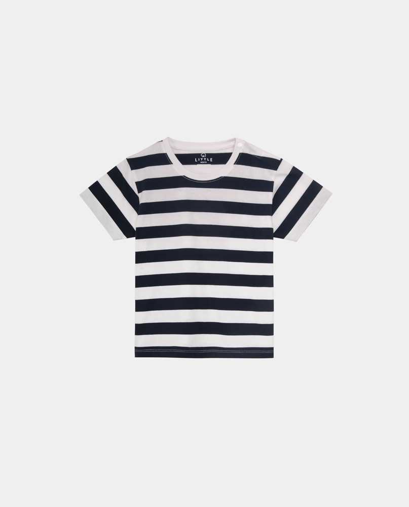 เสื้อลายทางเด็ก ริ้วใหญ่ Kids Striped Tee - White-Navy