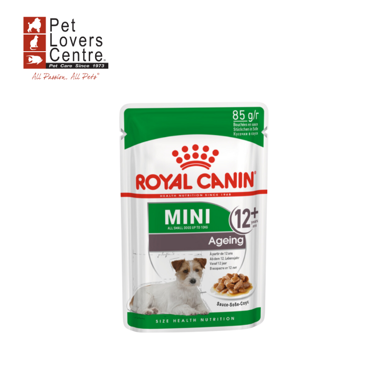 ROYAL CANIN MINI AGEING อาหารสุนัขพันธุ์เล็ก สูงวัย อายุ 12 ปี ชนิดเปียก 85g x 12 ซอง