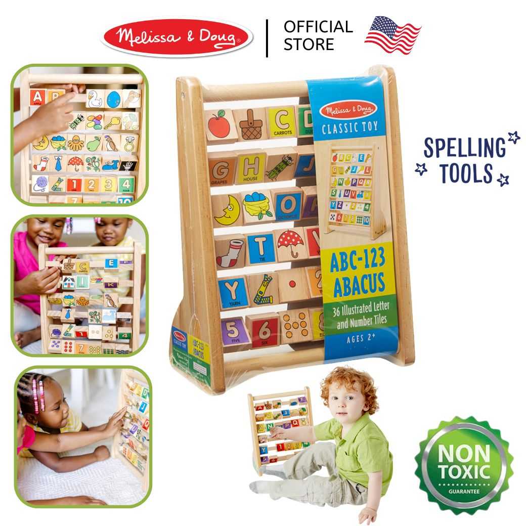 (ของแท้ USA) ลูกคิดไม้ ฝึกนับเลข ตัวอักษร ABC-123 Abacus Melissa & Doug ของเล่นเด็ก 1 2 3 ขวบ 9273