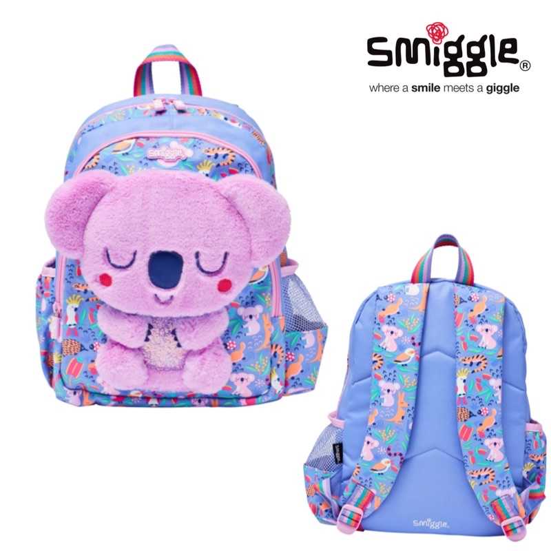 กระเป๋านักเรียนSmiggle กระเป๋า ลายโคล่าม่วง ขนาด 14 นิ้ว ของแท้ พร้อมส่งในไทย💕✔