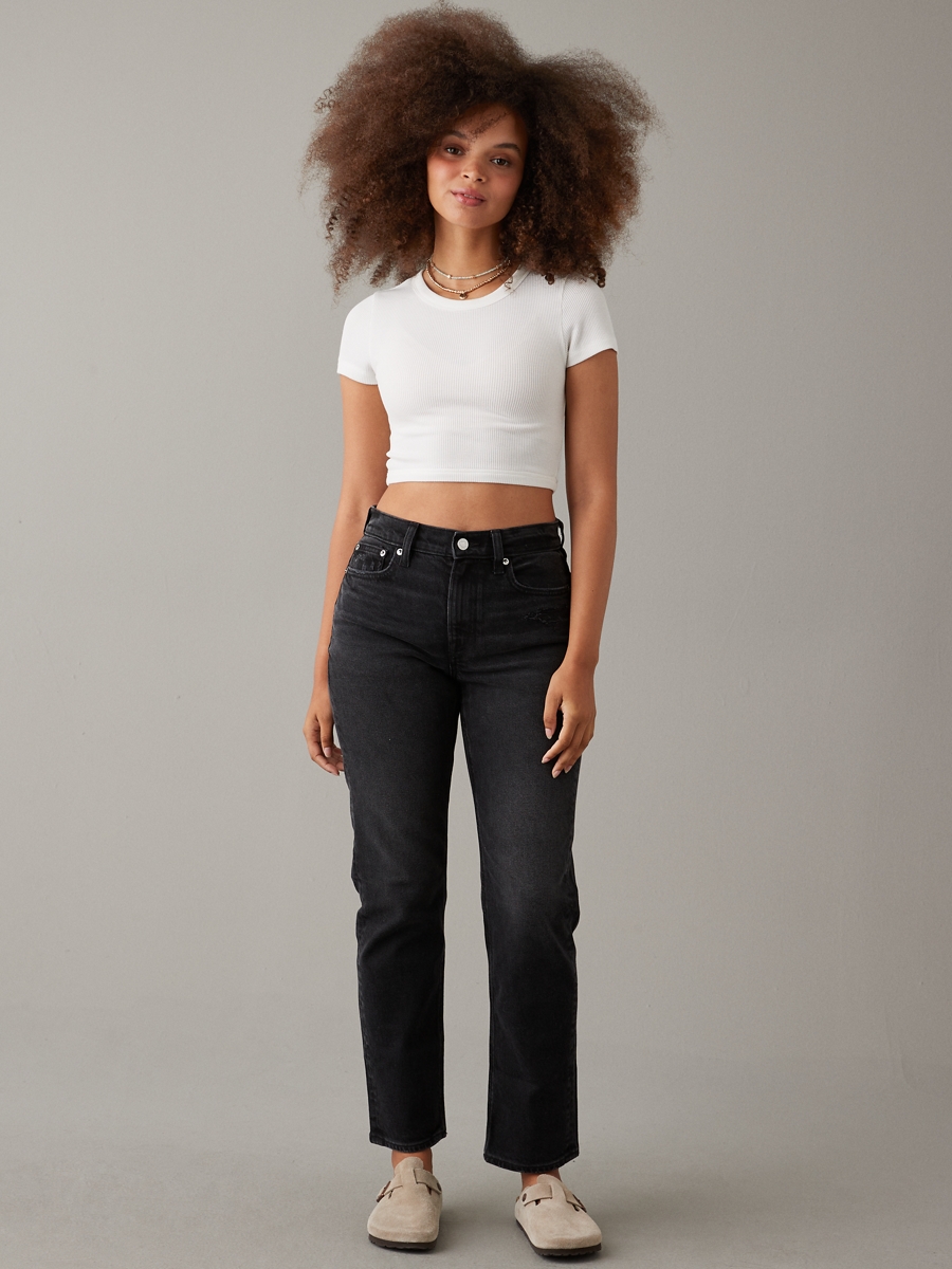 กางเกงยีนส์ ผู้หญิง SUPER HIGH-RISE ANKLE STRAIGHT JEANS ( 043-4843-167 )